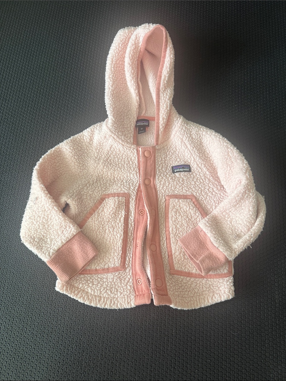 Patagonia Kids Light Pink Sherpa Hooded Snap Jacket